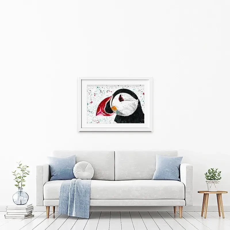 Duke The Puffin Framed Art Print Duke The Puffin Framed Art Print wall art product Emma LC Art