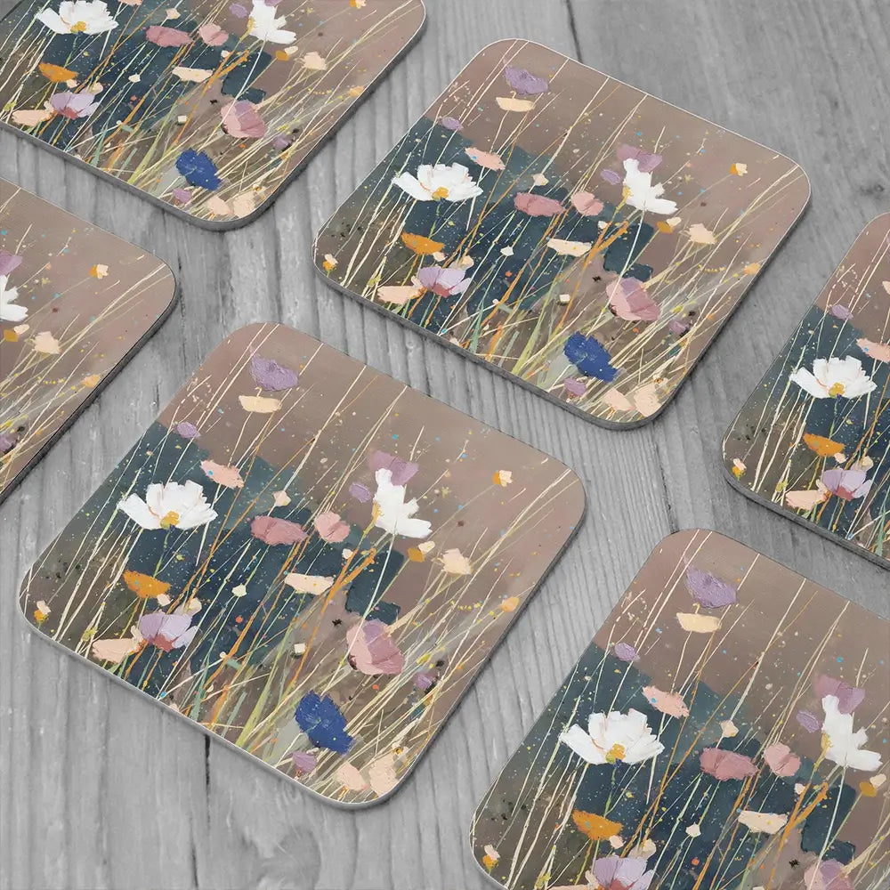 Dusk Wildflowers Coaster Set Dusk Wildflowers Coaster Set wall art product Chromatic Storm Studio