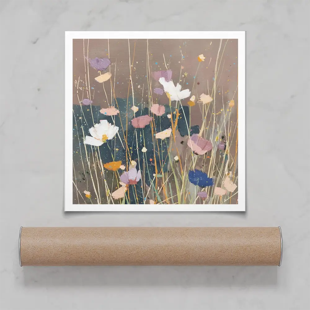 Dusk Wildflowers Square Art Print Dusk Wildflowers Square Art Print wall art product Chromatic Storm Studio