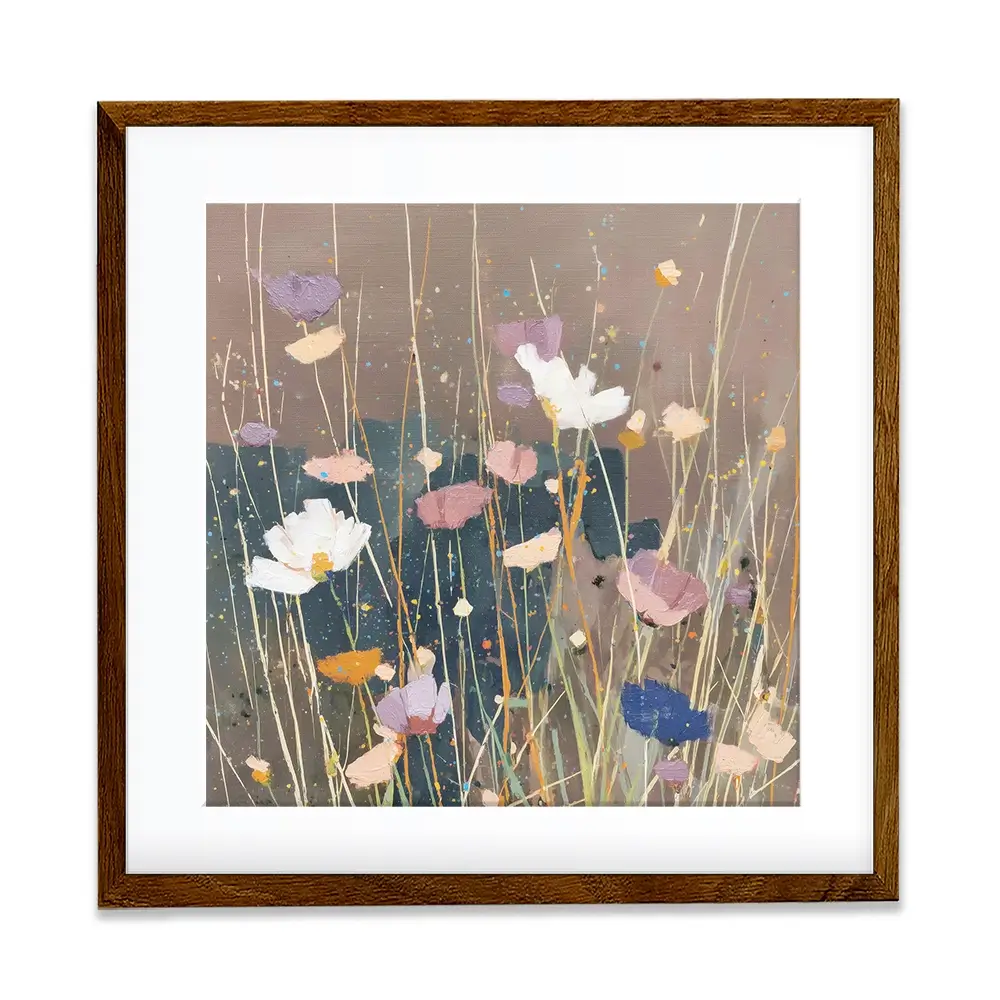 Dusk Wildflowers Square Framed Art Print Dusk Wildflowers Square Framed Art Print wall art product Chromatic Storm Studio