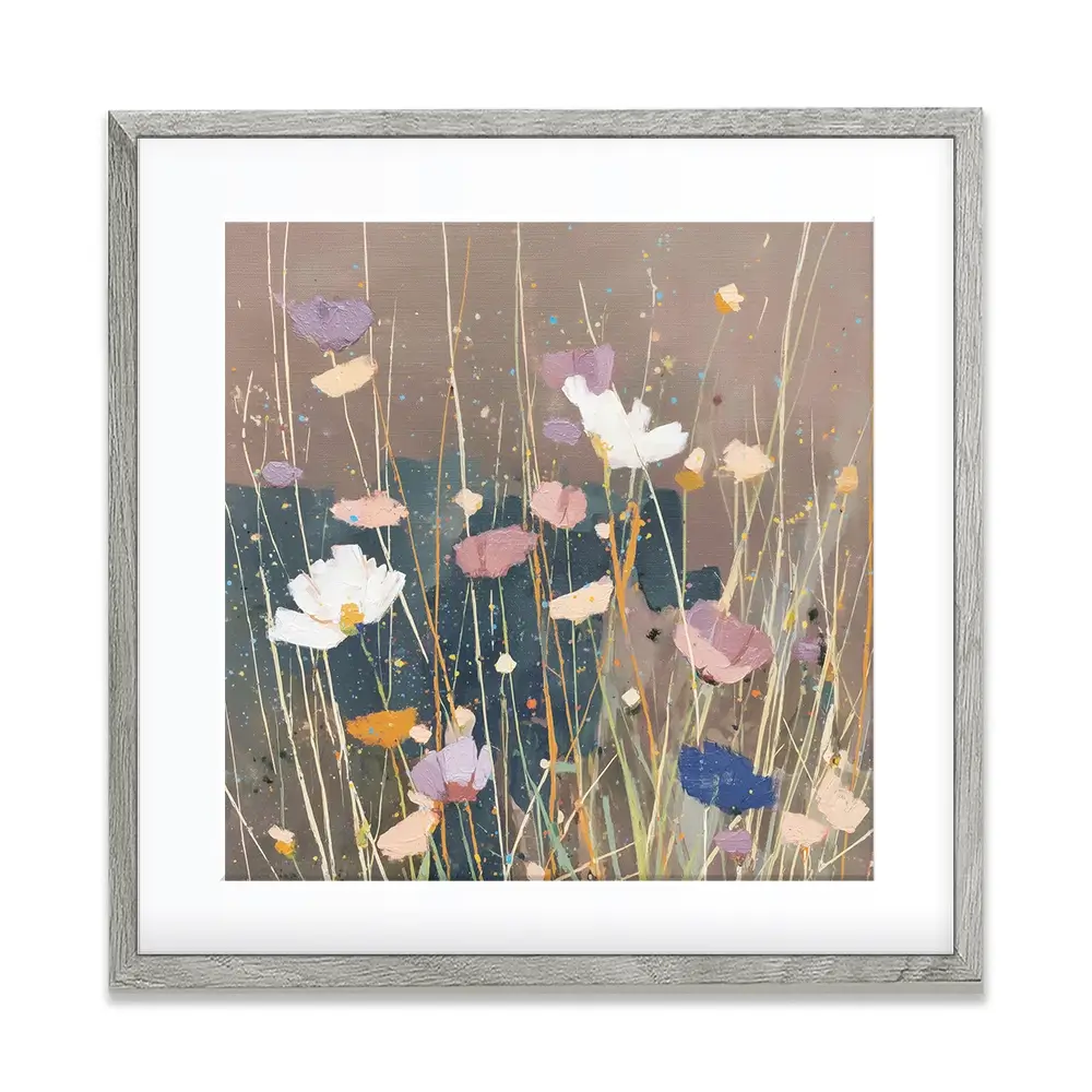 Dusk Wildflowers Square Framed Art Print Dusk Wildflowers Square Framed Art Print wall art product Chromatic Storm Studio