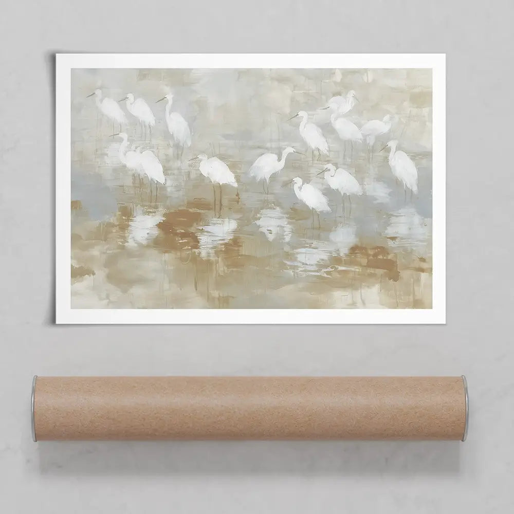 Egret Ripple Gather Art Print Egret Ripple Gather Art Print wall art product Chromatic Storm Studio