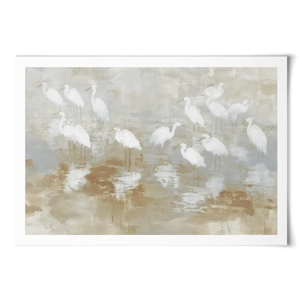 Egret Ripple Gather Art Print Egret Ripple Gather Art Print wall art product Chromatic Storm Studio