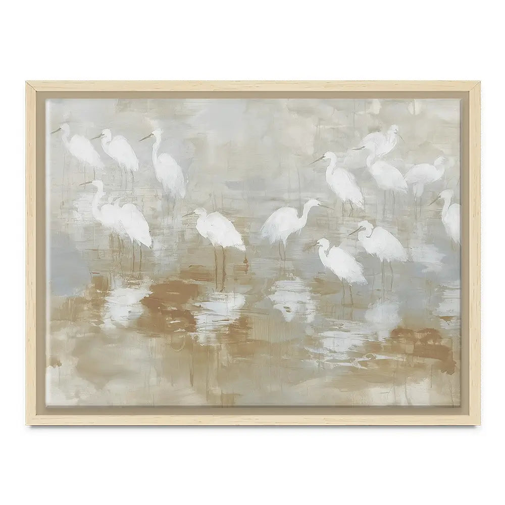 Egret Ripple Gather Canvas Print Egret Ripple Gather Canvas Print wall art product Chromatic Storm Studio