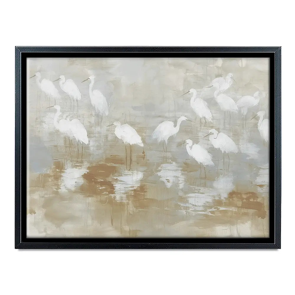 Egret Ripple Gather Canvas Print Egret Ripple Gather Canvas Print wall art product Chromatic Storm Studio