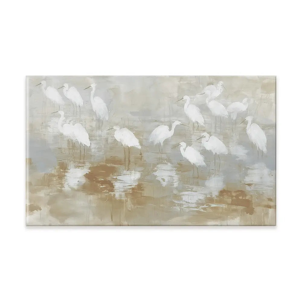 Egret Ripple Gather Canvas Print Egret Ripple Gather Canvas Print wall art product Chromatic Storm Studio