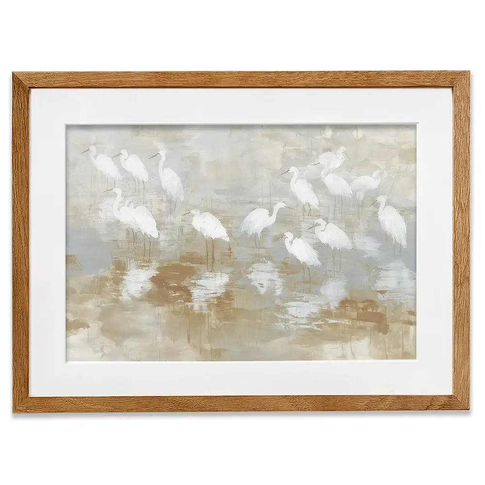 Egret Ripple Gather Framed Art Print Egret Ripple Gather Framed Art Print wall art product Chromatic Storm Studio