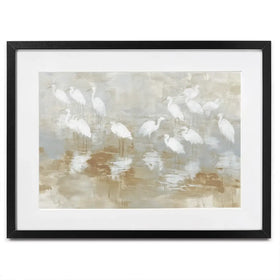 Egret Ripple Gather Framed Art Print Egret Ripple Gather Framed Art Print wall art product Chromatic Storm Studio