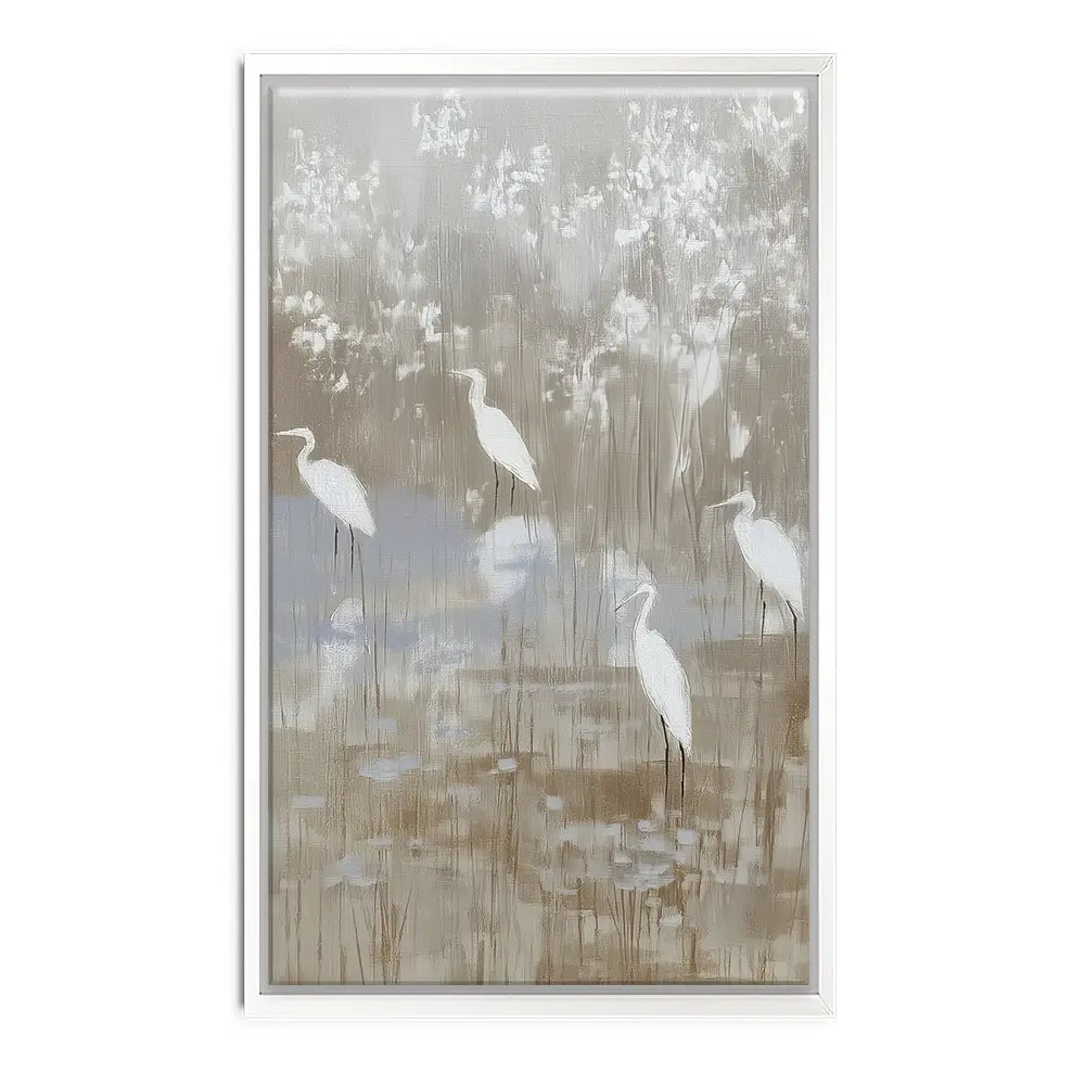 Egrets Among Reeds Canvas Print Egrets Among Reeds Canvas Print wall art product Chromatic Storm Studio
