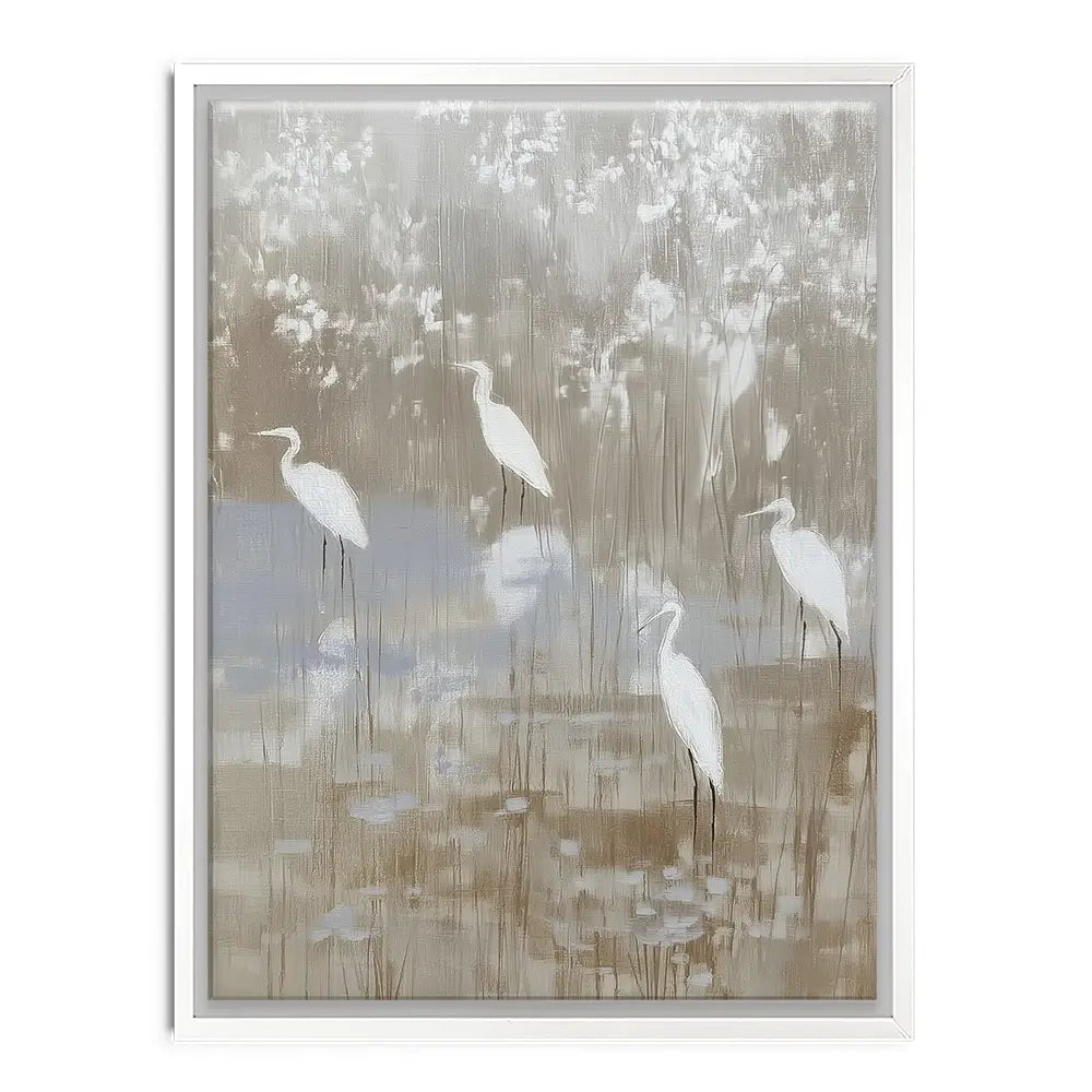 Egrets Among Reeds Canvas Print Egrets Among Reeds Canvas Print wall art product Chromatic Storm Studio