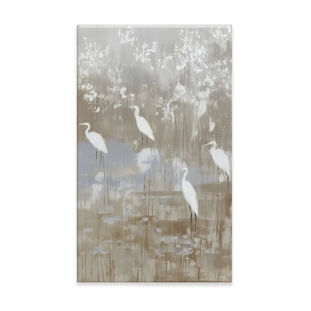 Egrets Among Reeds Canvas Print Egrets Among Reeds Canvas Print wall art product Chromatic Storm Studio