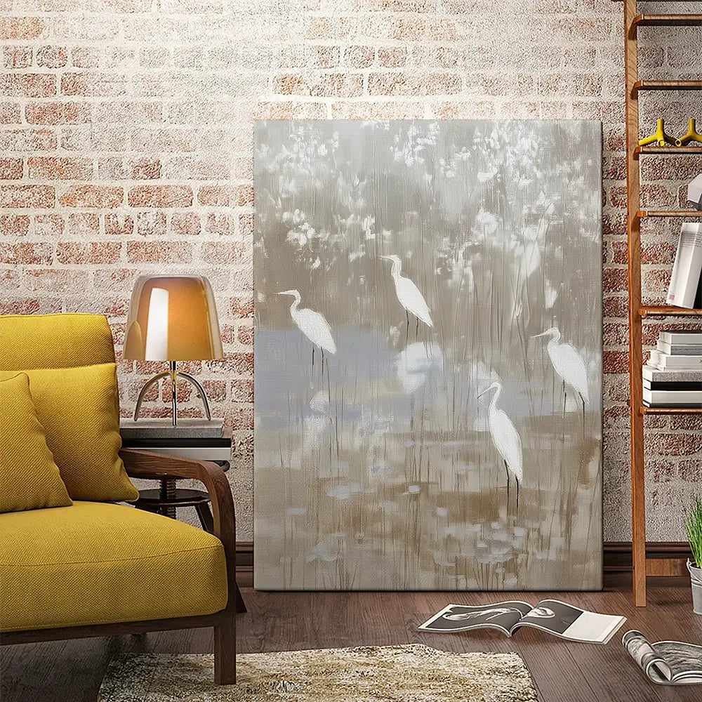 Egrets Among Reeds Canvas Print Egrets Among Reeds Canvas Print wall art product Chromatic Storm Studio