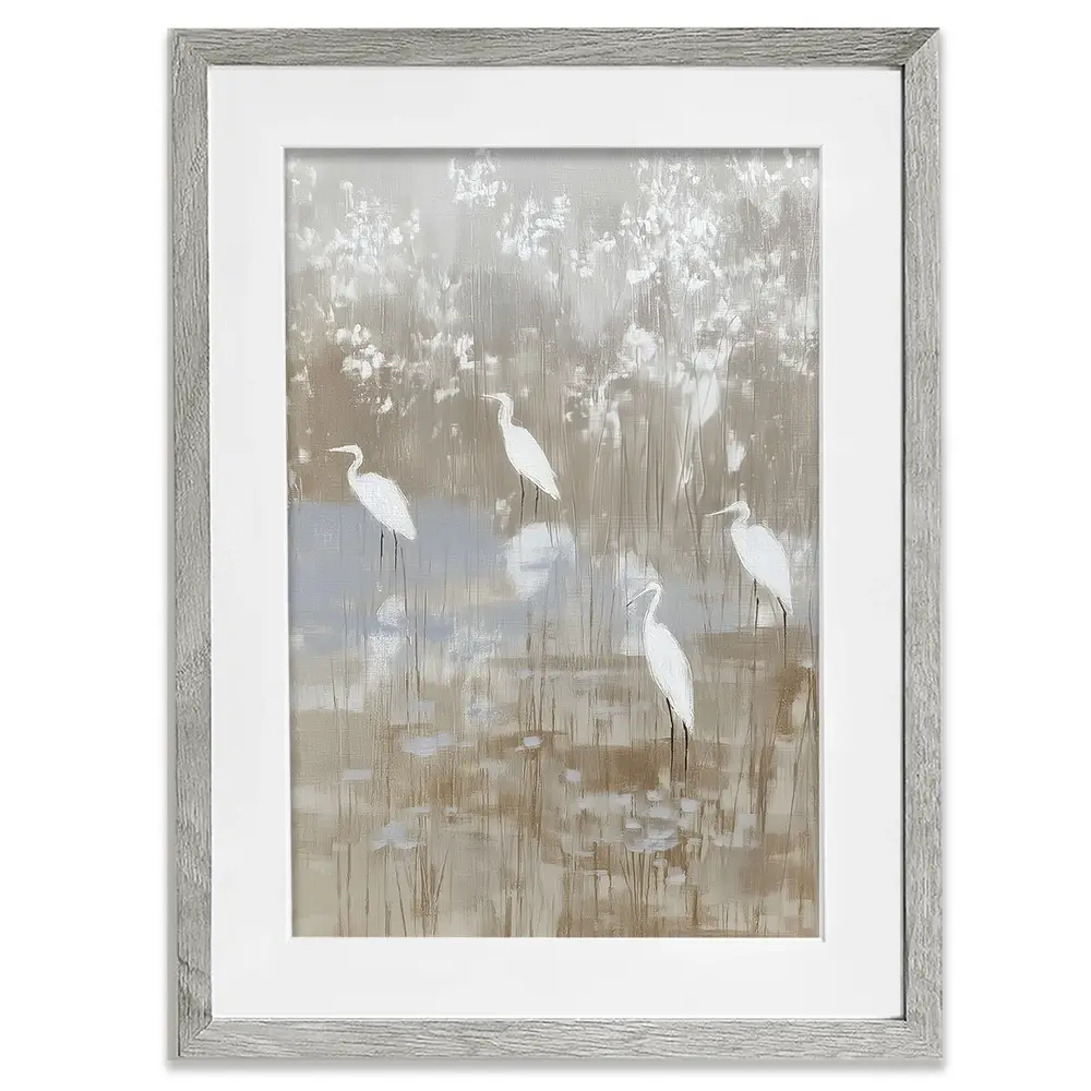 Egrets Among Reeds Framed Art Print Egrets Among Reeds Framed Art Print wall art product Chromatic Storm Studio