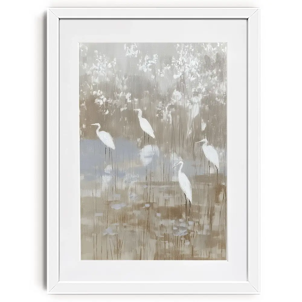 Egrets Among Reeds Framed Art Print Egrets Among Reeds Framed Art Print wall art product Chromatic Storm Studio