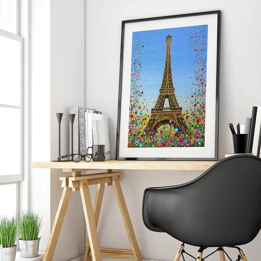 Eiffel Tower Flower Pop Framed Art Print Eiffel Tower Flower Pop Framed Art Print wall art product Jo Gough