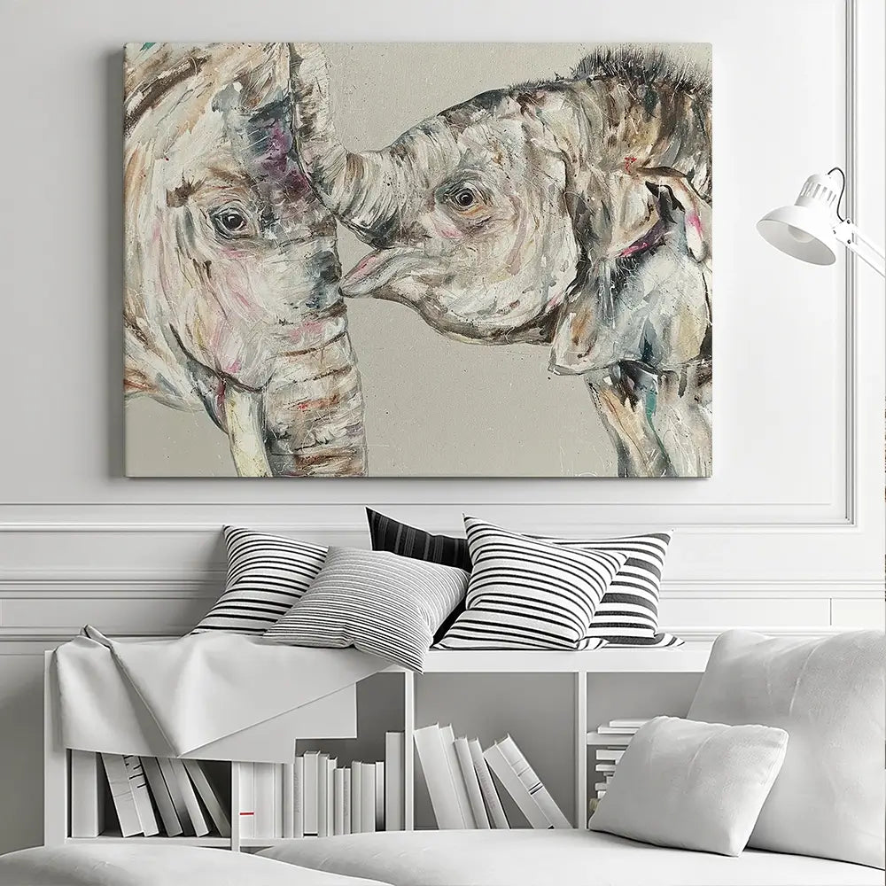 Elephant Bond Canvas Print Elephant Bond Canvas Print wall art product Nicola Jane Rowles