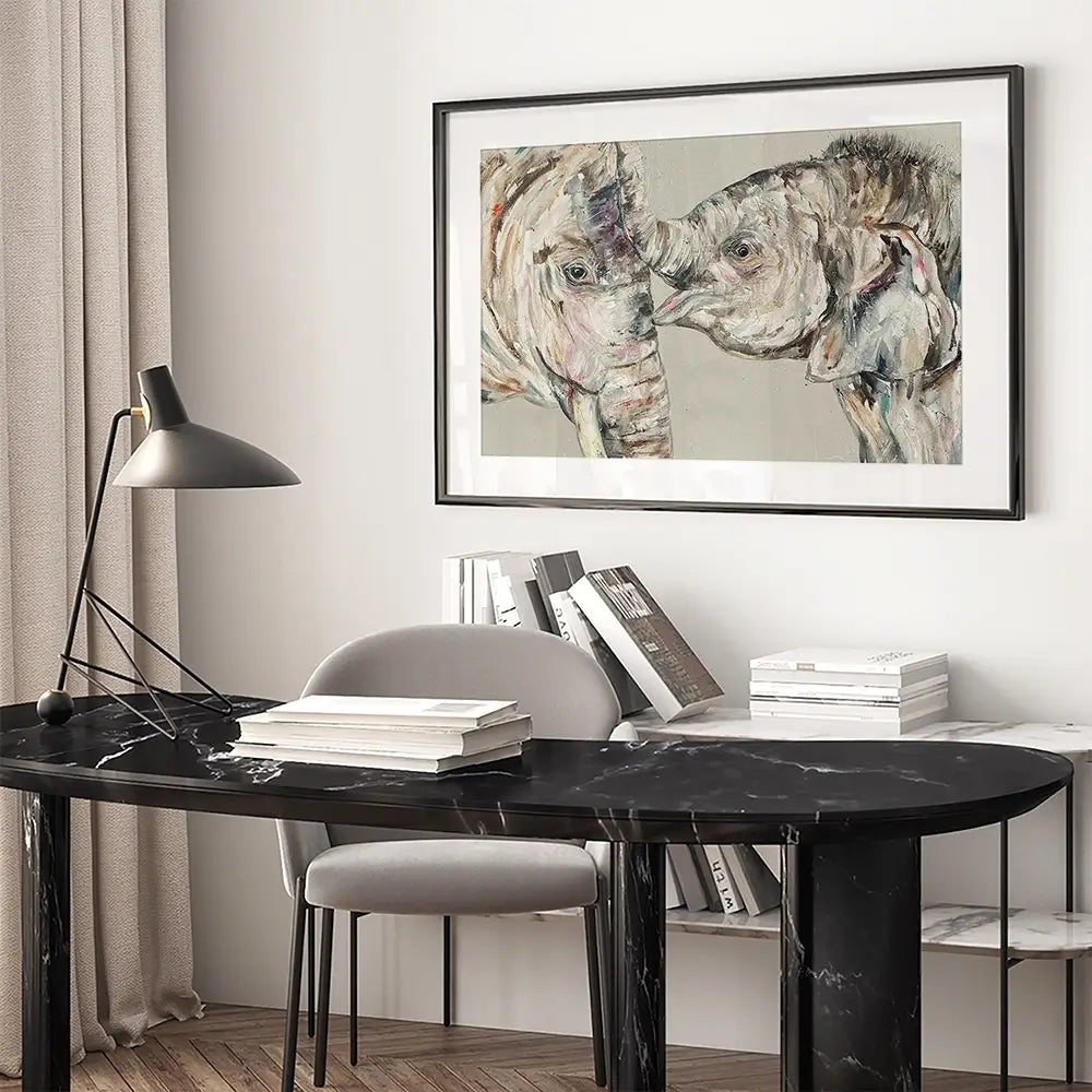 Elephant Bond Framed Art Print Elephant Bond Framed Art Print wall art product Nicola Jane Rowles