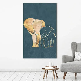 Elephant Embrace Teal Portrait Canvas Print Elephant Embrace Teal Portrait Canvas Print wall art product Sarah Manovski