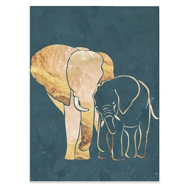 Elephant Embrace Teal Portrait Canvas Print Elephant Embrace Teal Portrait Canvas Print wall art product Sarah Manovski