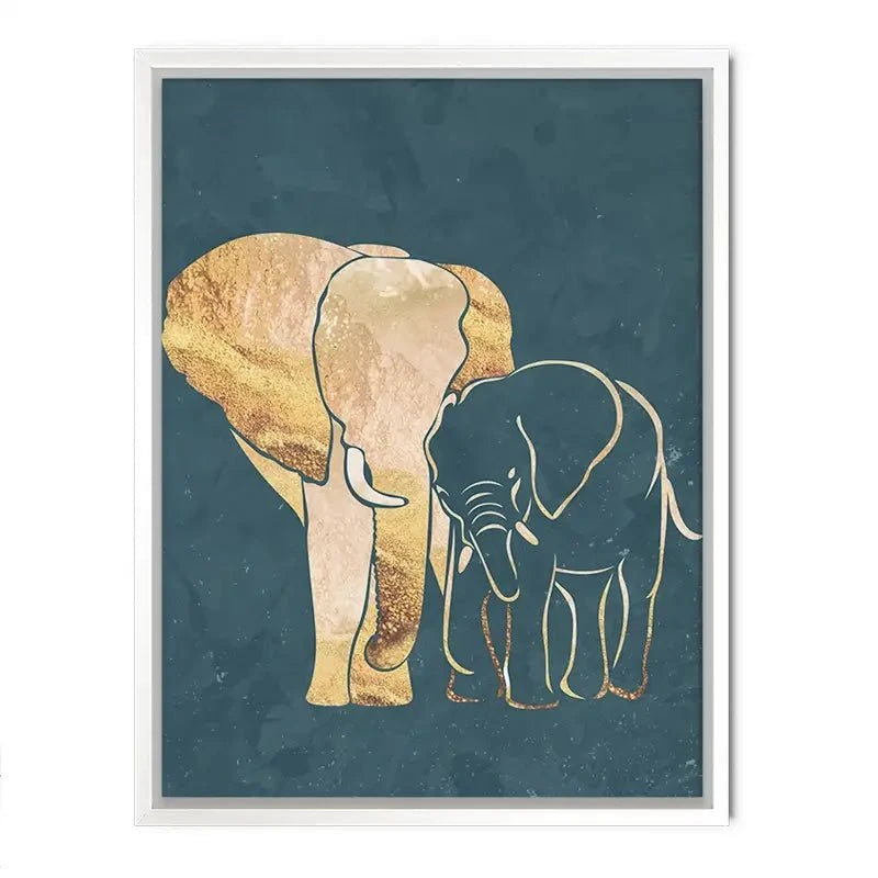 Elephant Embrace Teal Portrait Canvas Print Elephant Embrace Teal Portrait Canvas Print wall art product Sarah Manovski