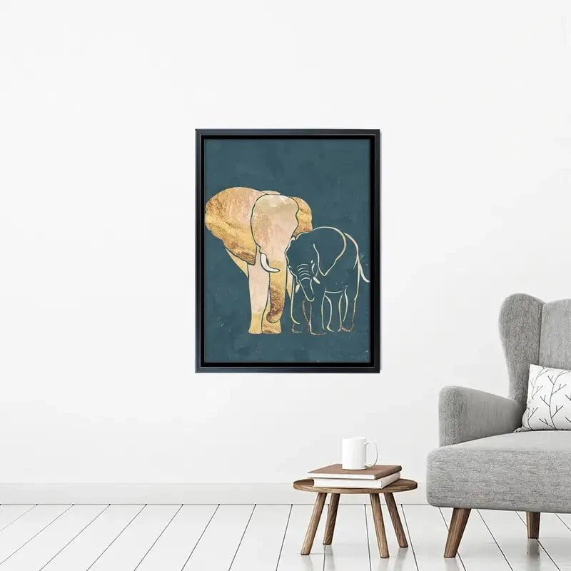 Elephant Embrace Teal Portrait Canvas Print Elephant Embrace Teal Portrait Canvas Print wall art product Sarah Manovski