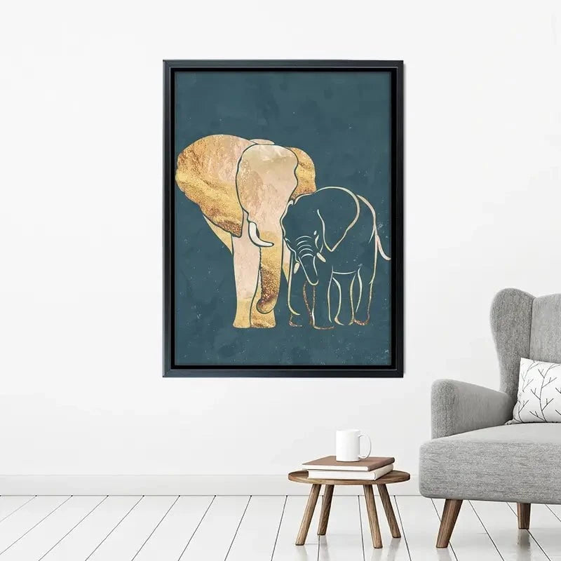 Elephant Embrace Teal Portrait Canvas Print Elephant Embrace Teal Portrait Canvas Print wall art product Sarah Manovski