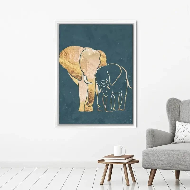 Elephant Embrace Teal Portrait Canvas Print Elephant Embrace Teal Portrait Canvas Print wall art product Sarah Manovski