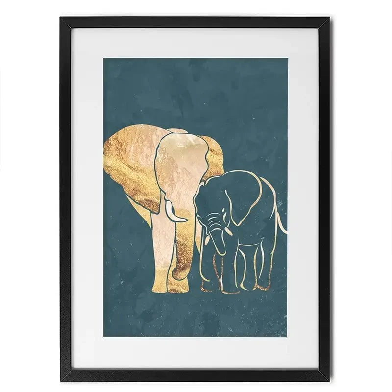 Elephant Embrace Teal Portrait Framed Art Print Elephant Embrace Teal Portrait Framed Art Print wall art product Sarah Manovski