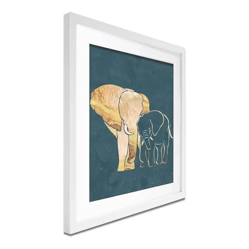 Elephant Embrace Teal Portrait Framed Art Print Elephant Embrace Teal Portrait Framed Art Print wall art product Sarah Manovski