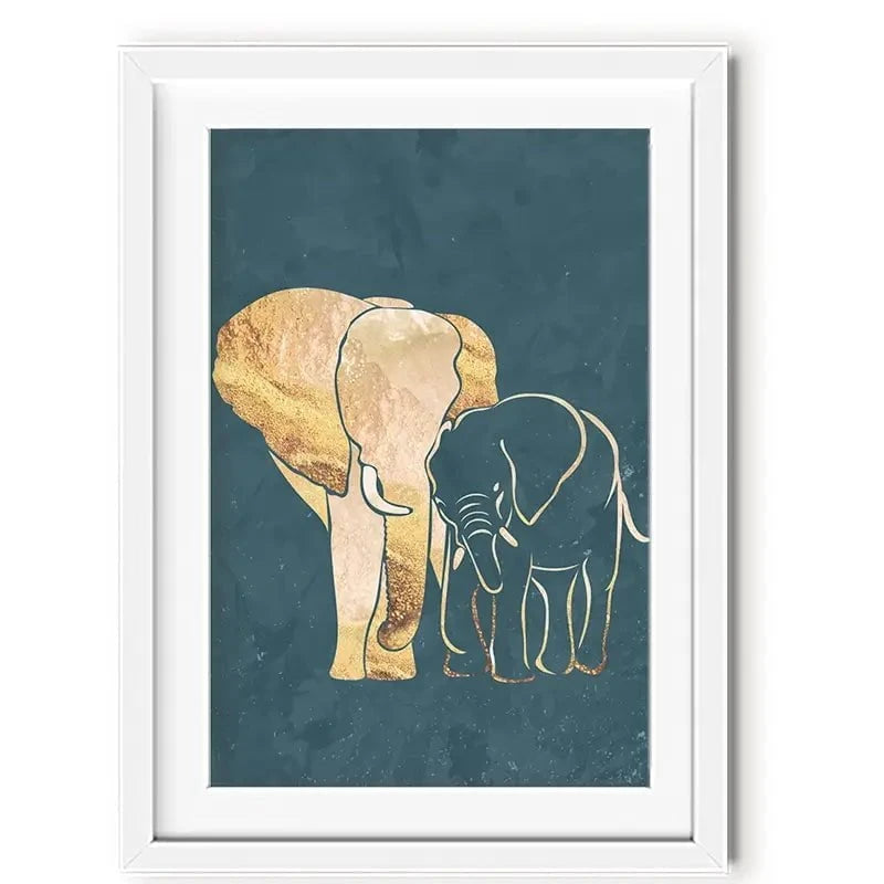 Elephant Embrace Teal Portrait Framed Art Print Elephant Embrace Teal Portrait Framed Art Print wall art product Sarah Manovski