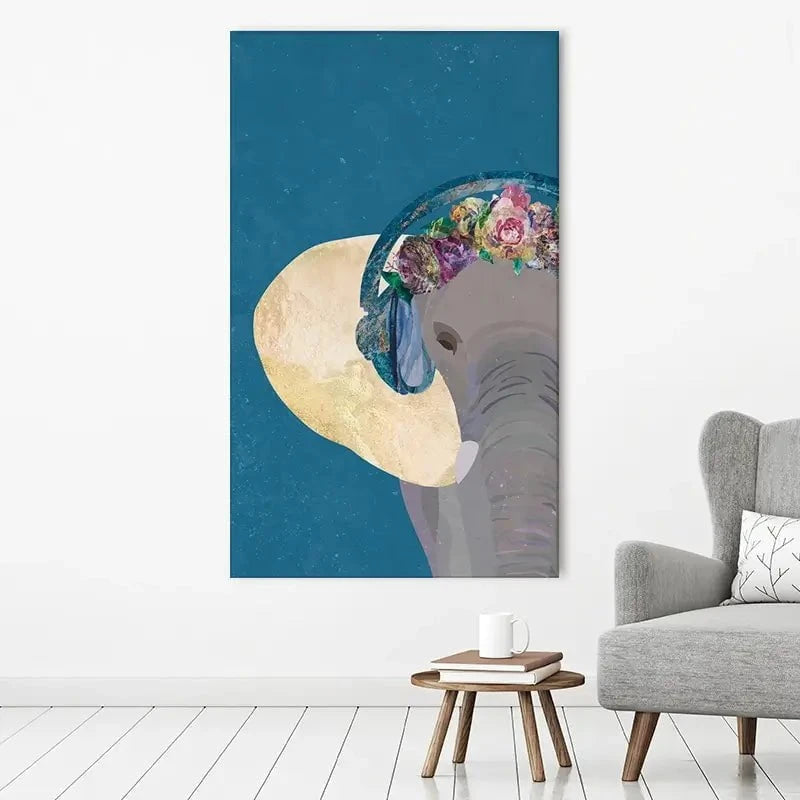 Elephant In Floral Crown Canvas Print Elephant In Floral Crown Canvas Print wall art product Sarah Manovski