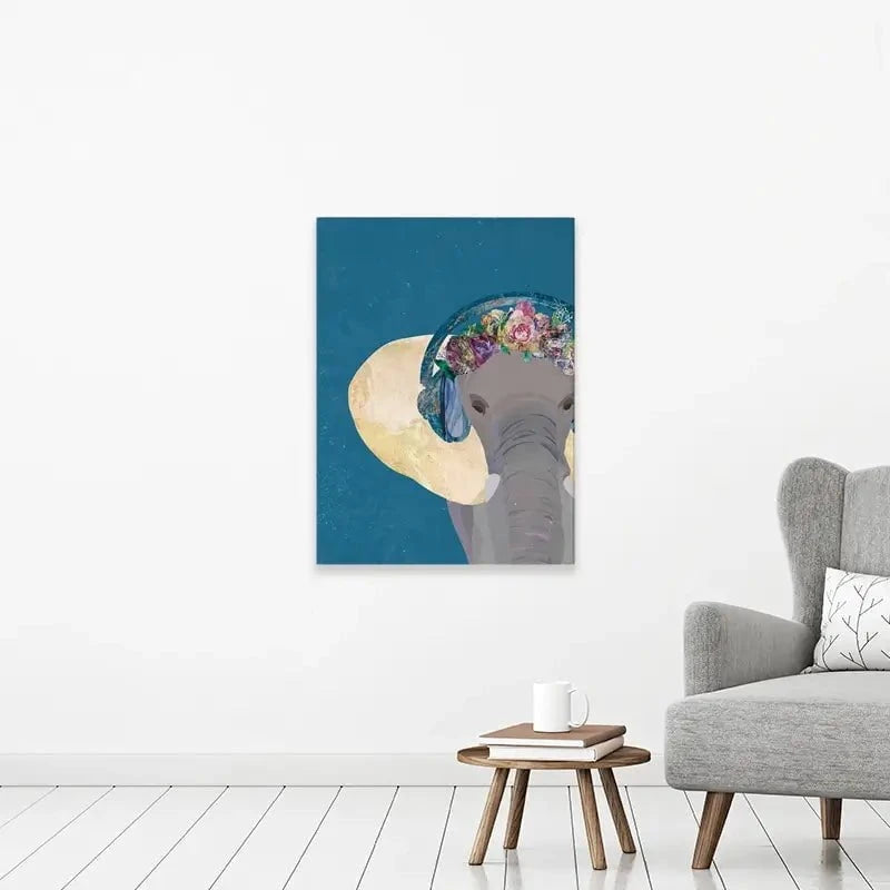 Elephant In Floral Crown Canvas Print Elephant In Floral Crown Canvas Print wall art product Sarah Manovski