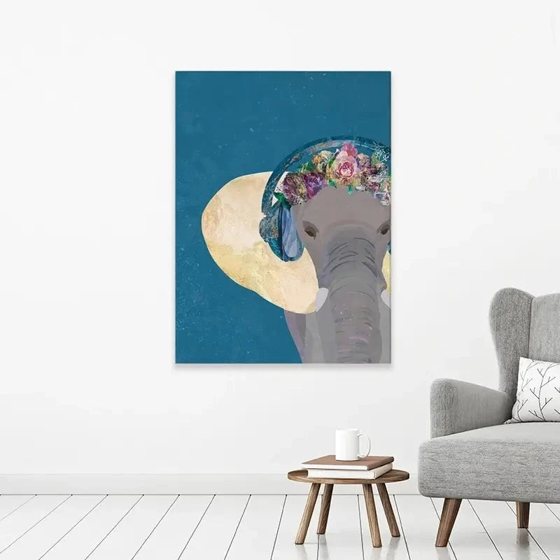 Elephant In Floral Crown Canvas Print Elephant In Floral Crown Canvas Print wall art product Sarah Manovski