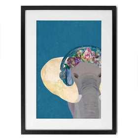 Elephant In Floral Crown Framed Art Print Elephant In Floral Crown Framed Art Print wall art product Sarah Manovski