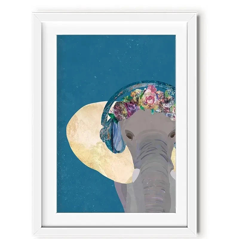 Elephant In Floral Crown Framed Art Print Elephant In Floral Crown Framed Art Print wall art product Sarah Manovski