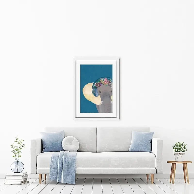 Elephant In Floral Crown Framed Art Print Elephant In Floral Crown Framed Art Print wall art product Sarah Manovski