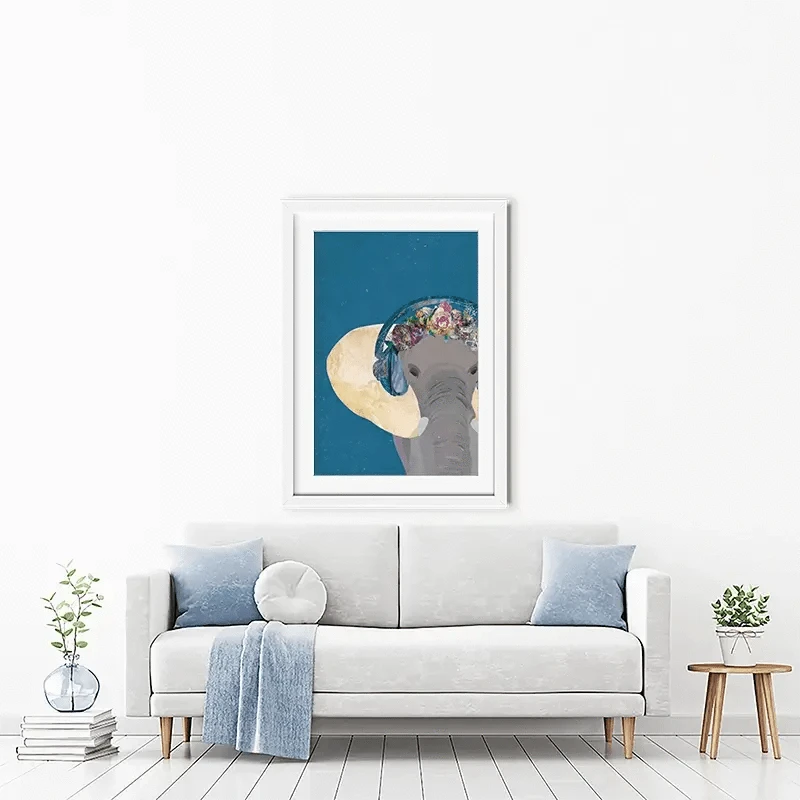 Elephant In Floral Crown Framed Art Print Elephant In Floral Crown Framed Art Print wall art product Sarah Manovski