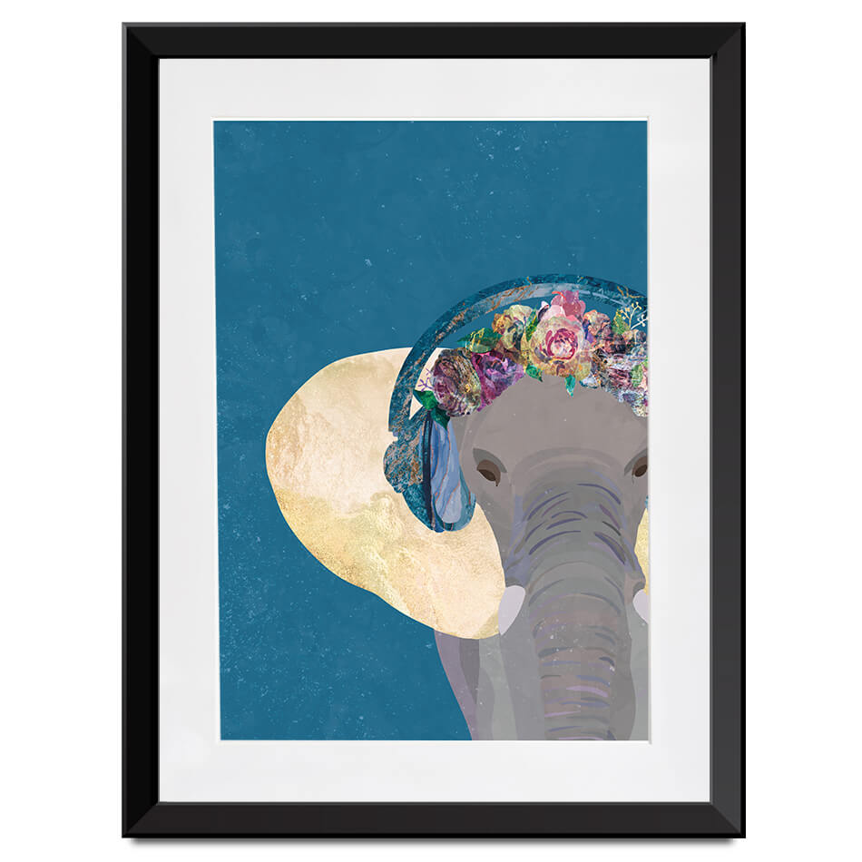 Elephant In Floral Crown Framed Art Print Elephant In Floral Crown Framed Art Print wall art product Sarah Manovski