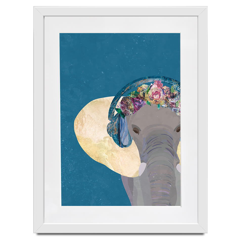 Elephant In Floral Crown Framed Art Print Elephant In Floral Crown Framed Art Print wall art product Sarah Manovski