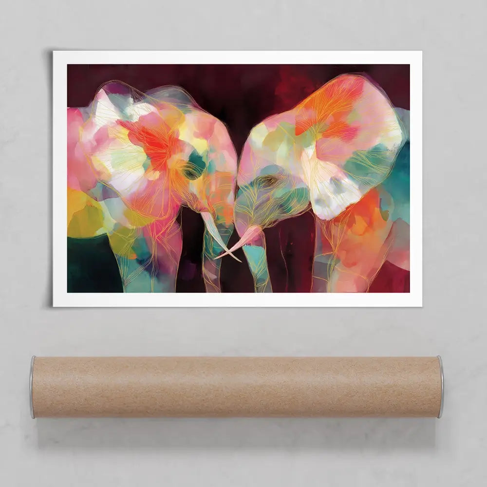Elephant Mother And Calf Art Print Elephant Mother And Calf Art Print wall art product Chromatic Storm Studio