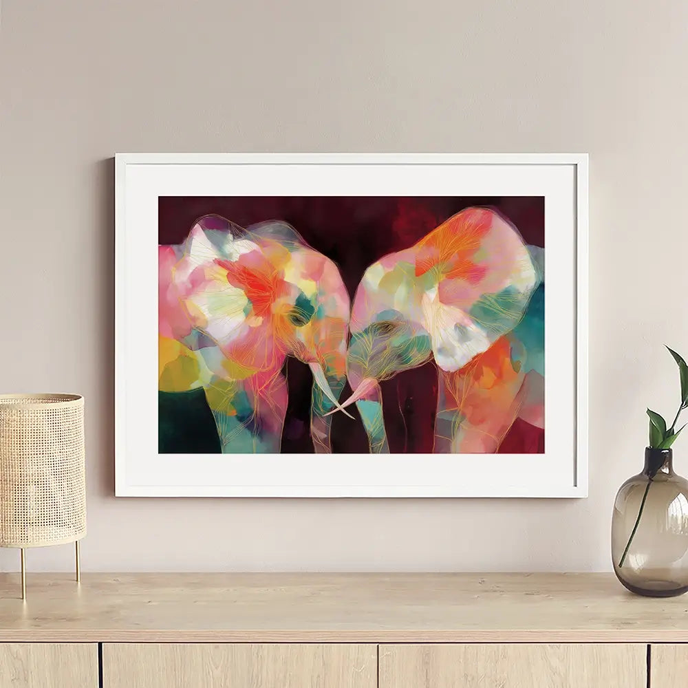 Elephant Mother And Calf Framed Art Print Elephant Mother And Calf Framed Art Print wall art product Chromatic Storm Studio