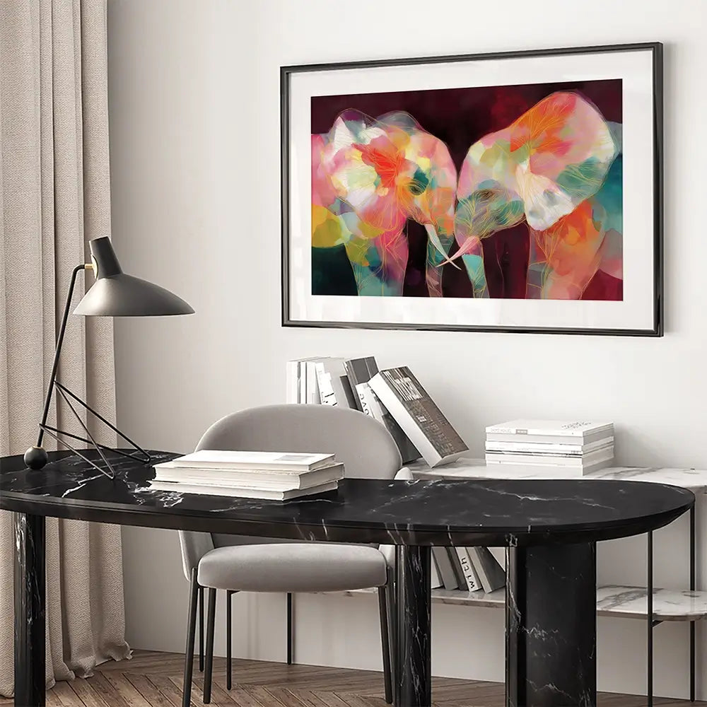 Elephant Mother And Calf Framed Art Print Elephant Mother And Calf Framed Art Print wall art product Chromatic Storm Studio