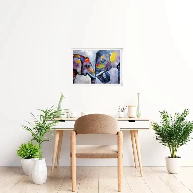 Elephant Pair Oil Painting Art Print Elephant Pair Oil Painting Art Print wall art product kumachenkova / Shutterstock