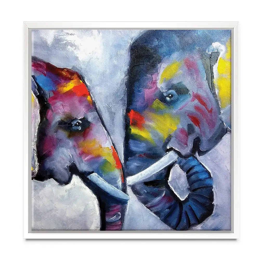 Elephant Pair Oil Painting Square Canvas Print Elephant Pair Oil Painting Square Canvas Print wall art product kumachenkova / Shutterstock
