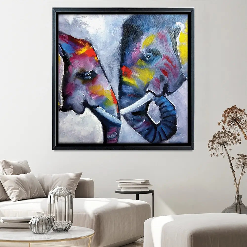 Elephant Pair Oil Painting Square Canvas Print Elephant Pair Oil Painting Square Canvas Print wall art product kumachenkova / Shutterstock