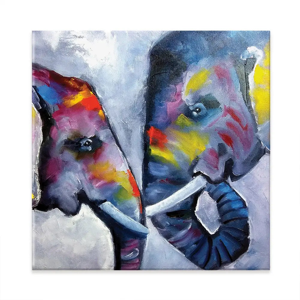 Elephant Pair Oil Painting Square Canvas Print Elephant Pair Oil Painting Square Canvas Print wall art product kumachenkova / Shutterstock