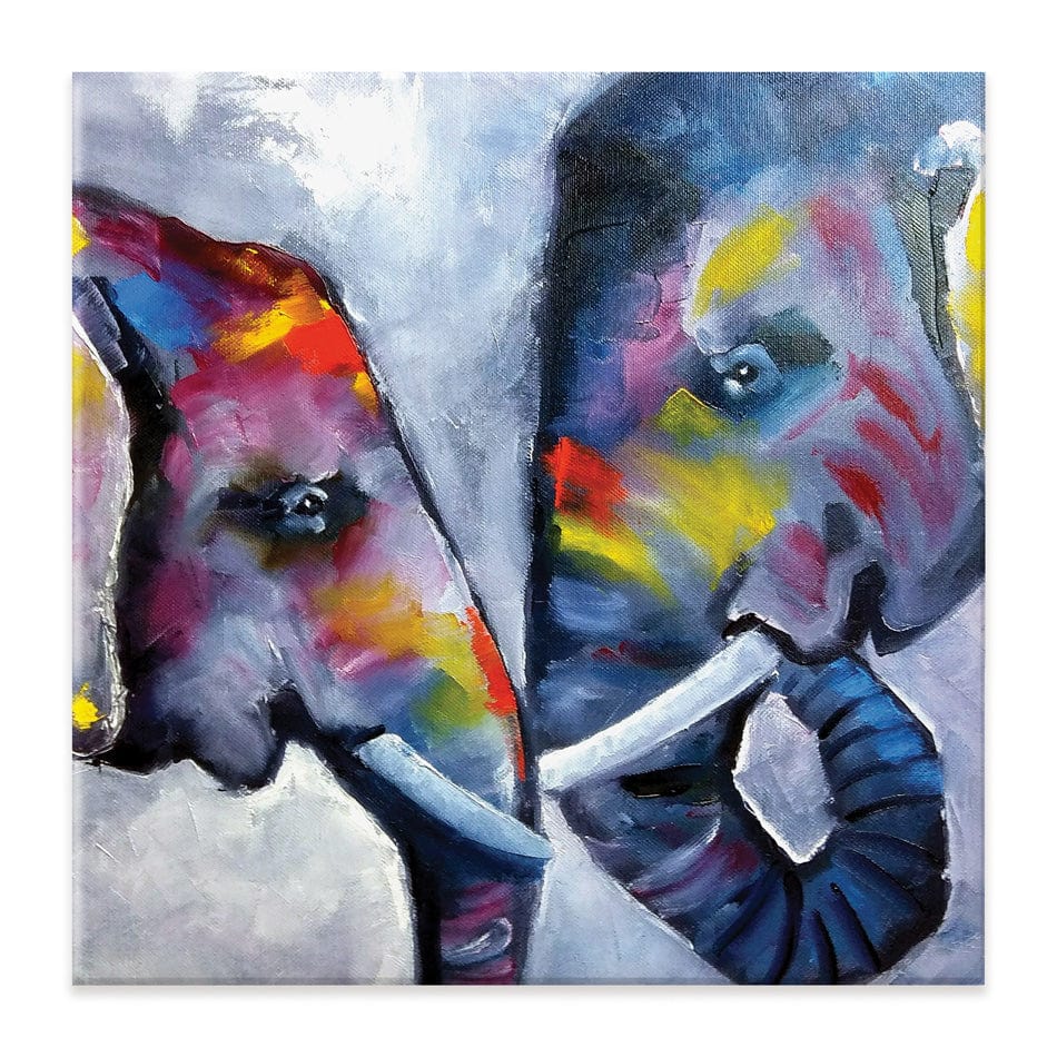 Elephant Pair Oil Painting Square Canvas Print wall art product kumachenkova / Shutterstock