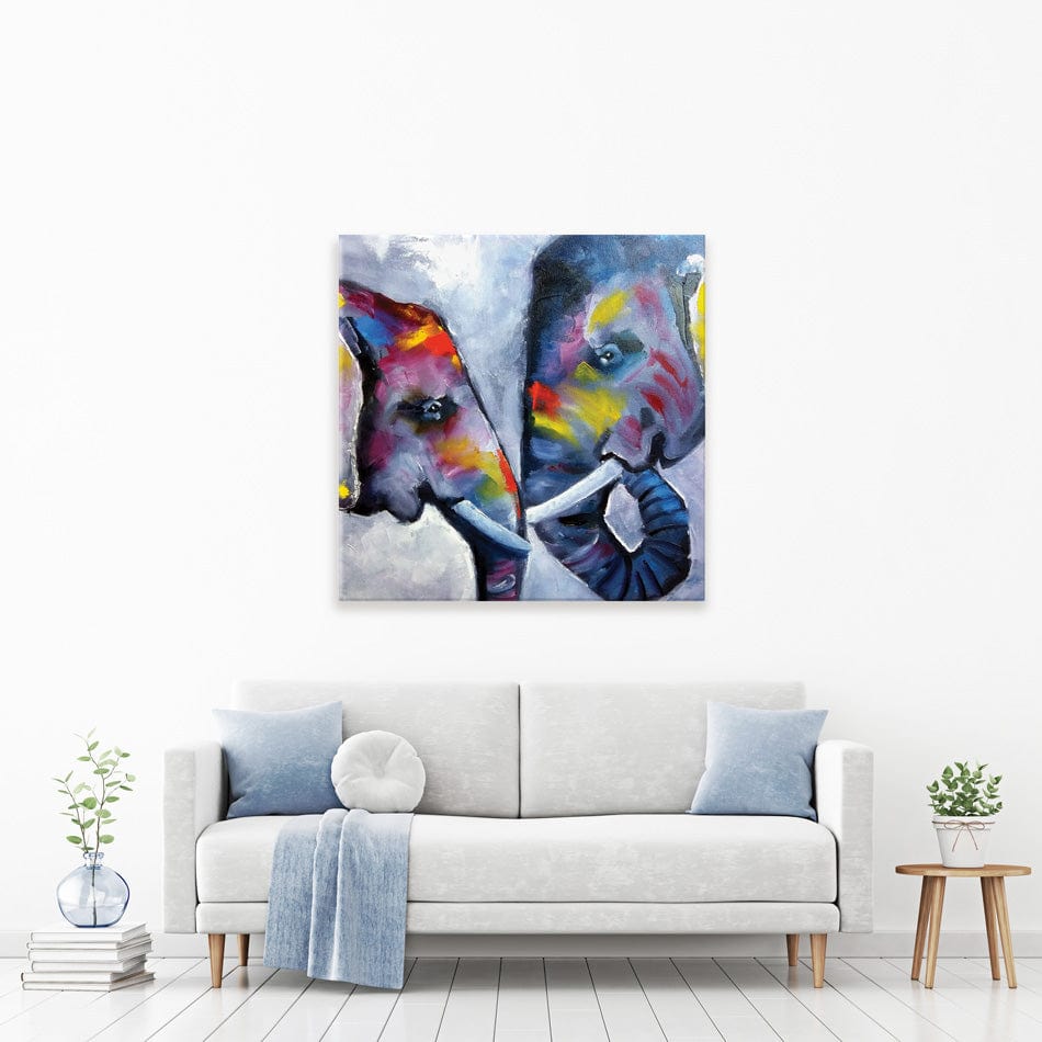 Elephant Pair Oil Painting Square Canvas Print wall art product kumachenkova / Shutterstock