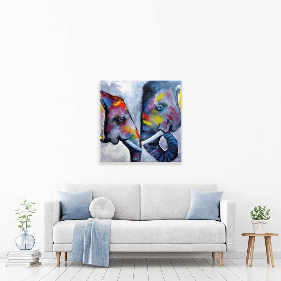 Elephant Pair Oil Painting Square Canvas Print wall art product kumachenkova / Shutterstock