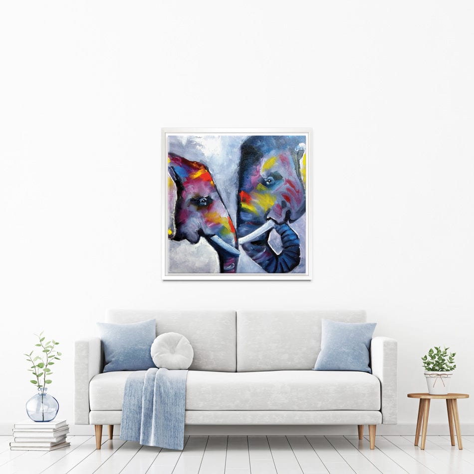 Elephant Pair Oil Painting Square Canvas Print wall art product kumachenkova / Shutterstock